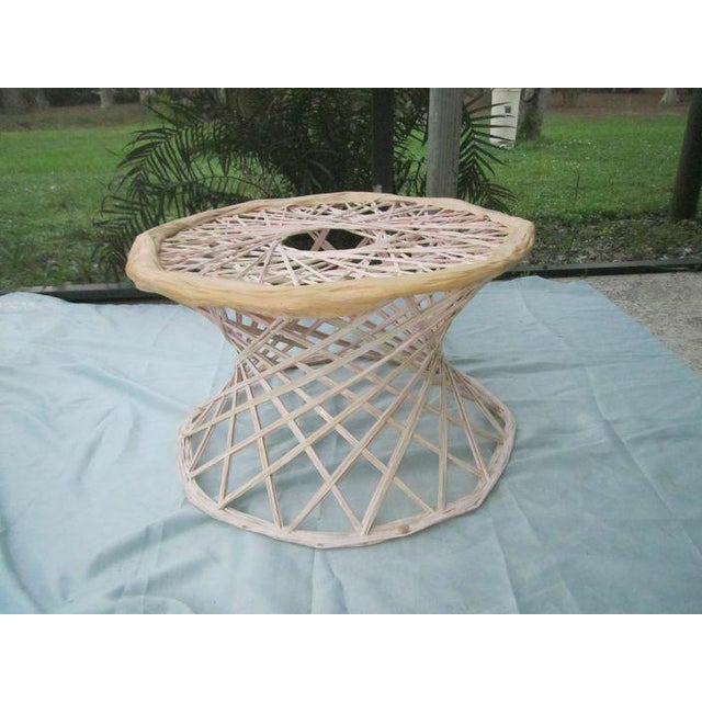 Vintage Russell Woodard Patio Resin Wicker Footstool With Cushion Chairish