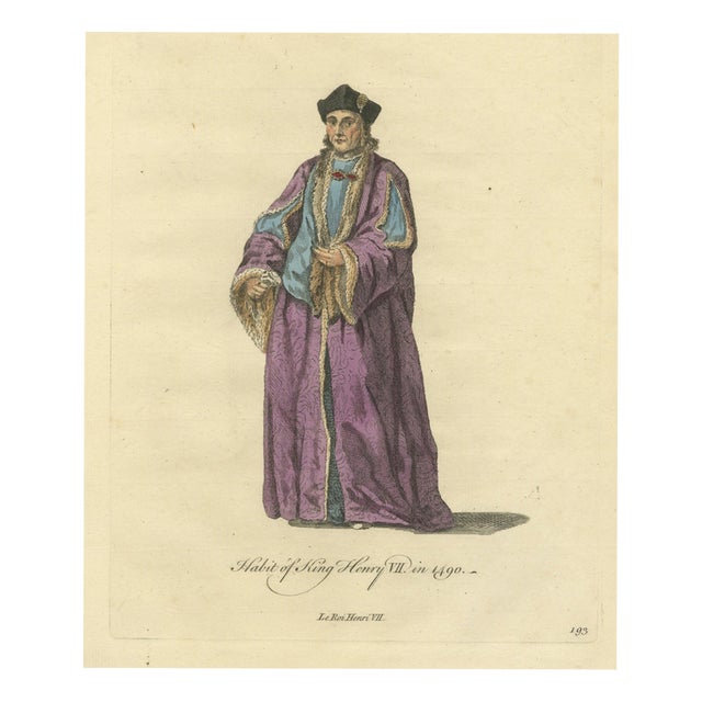 Jeffreys, Habit of King Henry VII in 1490, 1757, Engraving For Sale