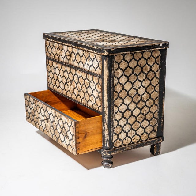 Painted Chest of Drawers with Tile Decor, 1800s For Sale - Image 4 of 8