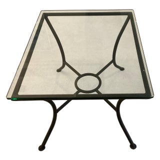 Vintage Crate & Barrel Glass Topped Side Table For Sale