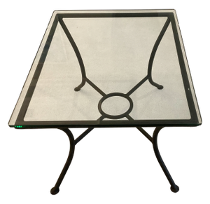 Vintage Crate & Barrel Glass Topped Side Table