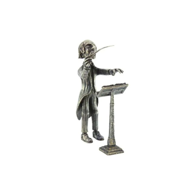 Silver Silver Conductor Figure with Baton and Staff For Sale - Image 8 of 8