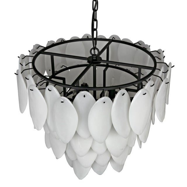 Noir NOIR Lotus Milk Glass Chandelier, Large For Sale - Image 4 of 8