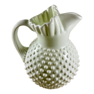 Fenton Large Milk Glass Hobnail Pitcher With Ice Lip For Sale