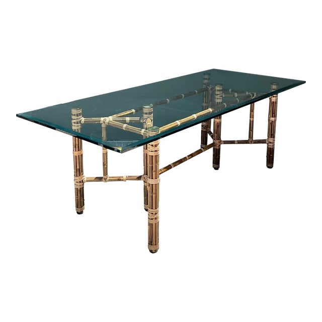 Vintage McGuire Bundled Rattan Rectangle Dining Table For Sale