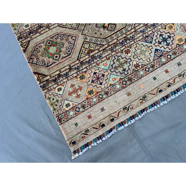 Gray Afghan Gray Khorjin Hand-Knotted Wool Rug - 6'8" X 9'8" For Sale - Image 8 of 13