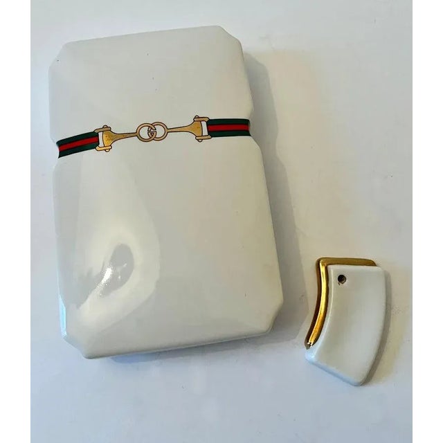 White Porcelain Gucci Lidded Box with Incense 420 Holder For Sale - Image 8 of 12