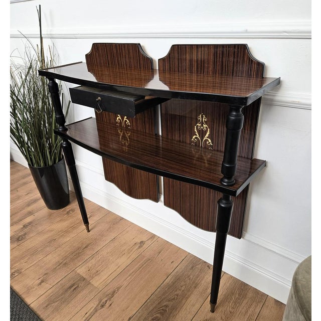 Brown Mid-Century Modern Wood Wall Console Table, Italy, 1960s For Sale - Image 8 of 11