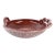 Large Accolay Ceramic Fruit Bowl With Twisted Handles, Burgundy Glaze For Sale
