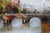 Wood 20th Century C. Giliano Italian Parisian River Cityscape Oil Painting Framed 59" For Sale - Image 7 of 13