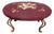 Footstool - Vintage Victorian Style Burgundy Oval Floral Needlepoint Footstool For Sale