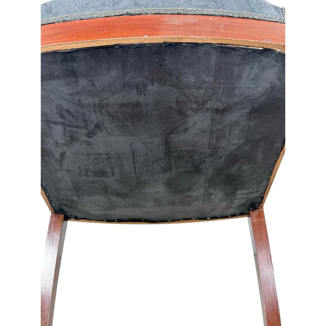 Antique Empire Style Mahogany Armchair With Black Damask Upholstery For Sale - Image 16 of 18