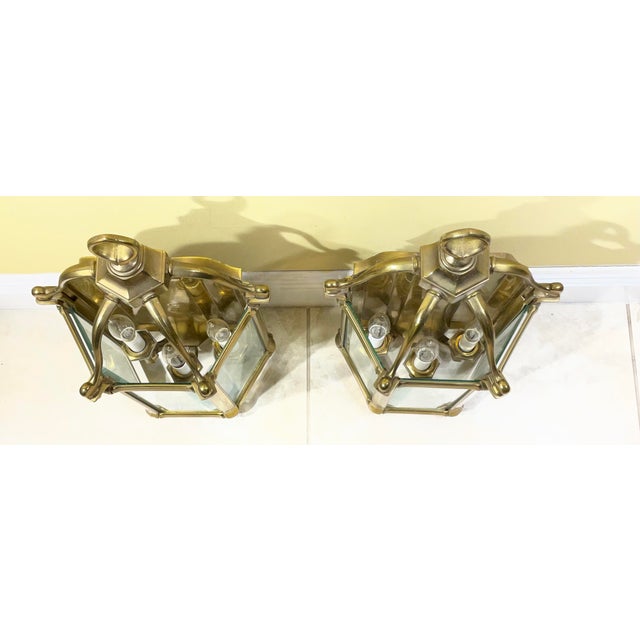 Vintage Solid Brass Wall Sconces / Hall Lanterns by Lamp Art-Italy - a Pair For Sale - Image 15 of 18