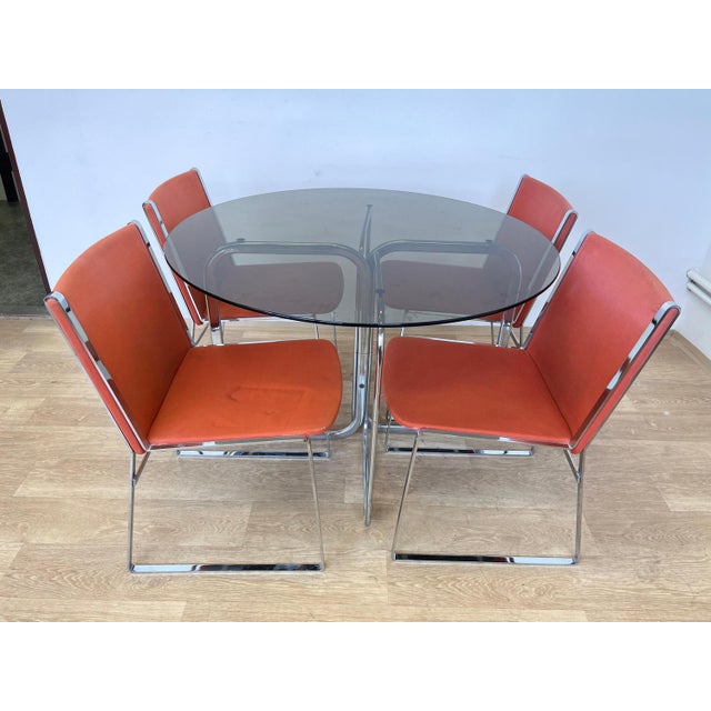 Mid-Century Chrome Dining Chairs and Table, 1970s, Set of 5 For Sale - Image 13 of 16