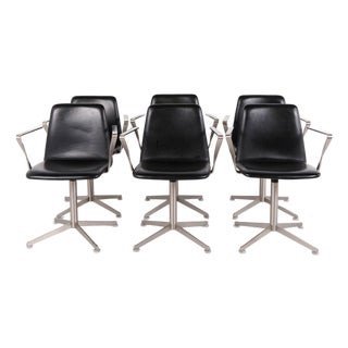 Paustian Spinal 44 Conference Chairs in Black Leather, 2000s, Set of 6 For Sale