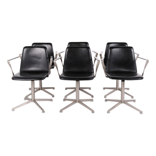 Paustian Spinal 44 Conference Chairs in Black Leather, 2000s, Set of 6 For Sale