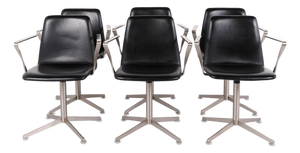Paustian Spinal 44 Conference Chairs in Black Leather, 2000s, Set of 6