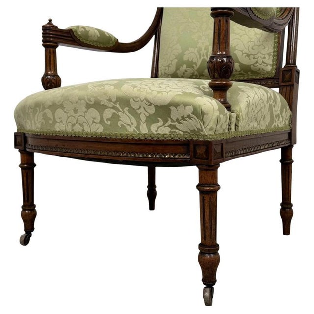 19th Century 19th Century French Walnut Open Armchair For Sale - Image 5 of 14