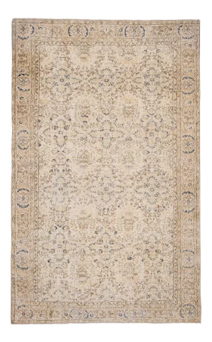 ative Turkish Rug, Soft Muted Color Oushak Rug, Living Room Rug 6'2" X 9'10"