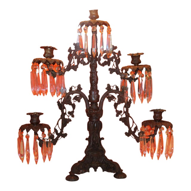 19th Century American Bronze Grape Vines/ Tree Candelabra For Sale