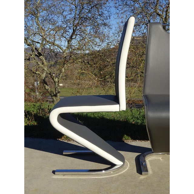 Chrome Base Zig Zag Chairs, 2000s, Set of 3 For Sale - Image 6 of 18