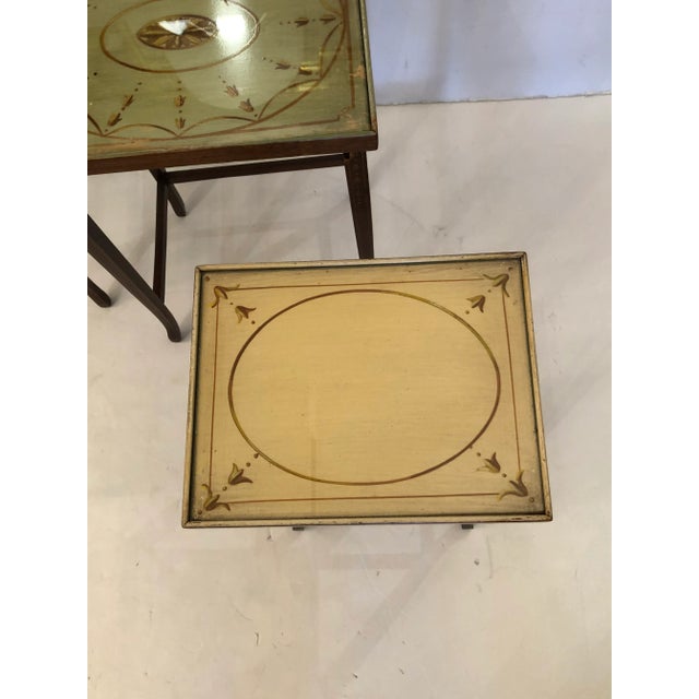 1940s Vintage Hand Painted Nesting Tables in Pastel Colors -Set of 3 For Sale - Image 5 of 12