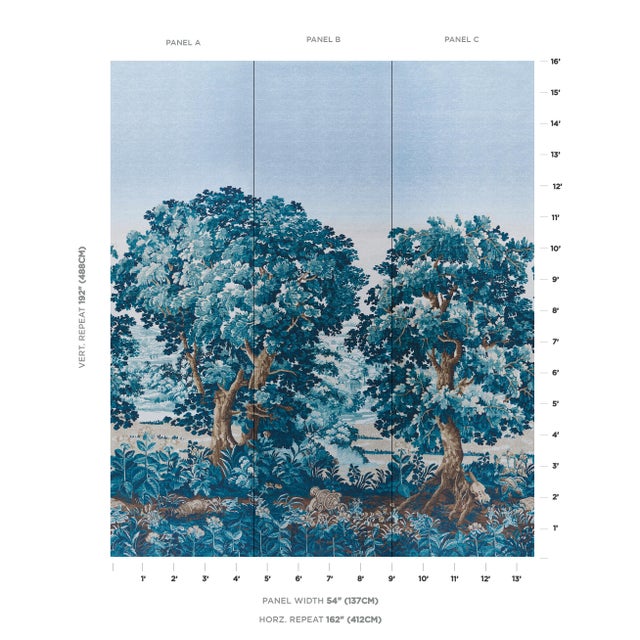 Johnson Hartig was inspired by 17th-century Flemish tapestries when he imagined La Fôret, a lush scenic wallpaper with...