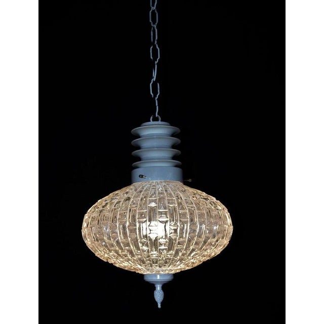 Mid-Century Modern Danish Opalescent Hobnail Glass and Brass Pendant Light For Sale - Image 10 of 13