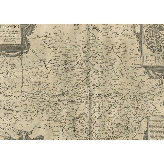 Antique Map of the Region of Limoge by Janssonius, 1657 For Sale - Image 3 of 5