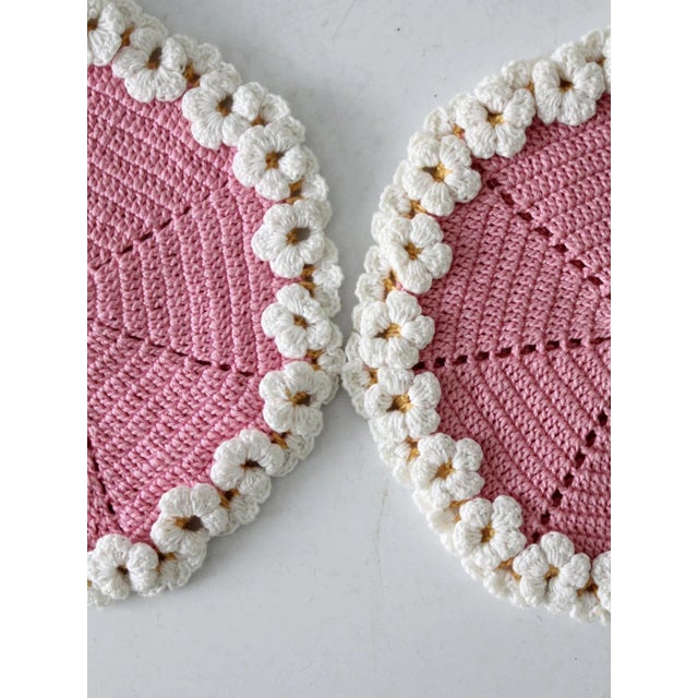 Mid 20th Century Vintage Crotchet Pot Holder Pair For Sale - Image 5 of 7