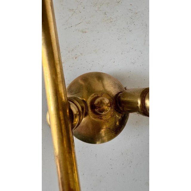 Metal Sconce with Two - Branch Opaline Lampshades from Arlus, 1950s For Sale - Image 7 of 11