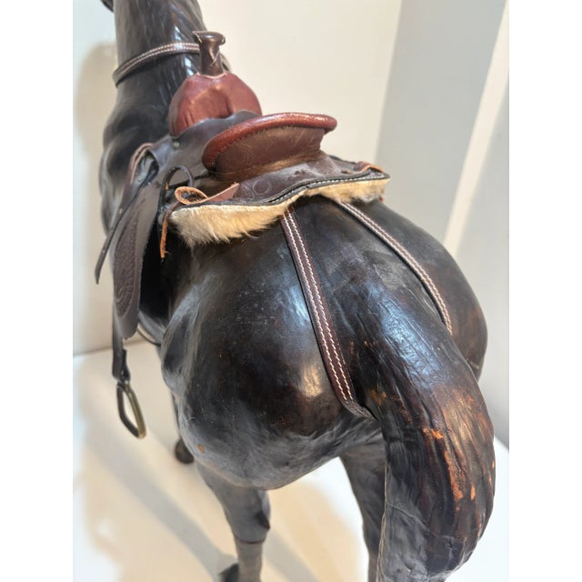 Monumental Leather Horse Sculpture With Western Saddle — Ranch Modern Equestrian Decor For Sale - Image 12 of 12