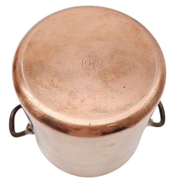 Copper Rare French Copper Steamer by Matfer – 16cm Tin Lined Stock Pot With Lid and Insert For Sale - Image 8 of 12
