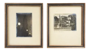 Vintage Silver Gelatin Photographs European Night Scene & Garden - a Pair