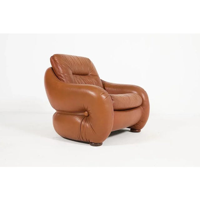 Italian Sculptural Leather Lounge Chair, 1960s For Sale - Image 10 of 10