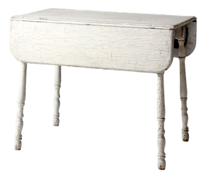 Antique White Painted Drop Leaf Farmhouse Table