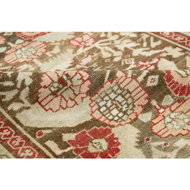 Persian Allover Designed Antique Persian Heriz Wool Runner in Brown From the 1920s For Sale - Image 3 of 9