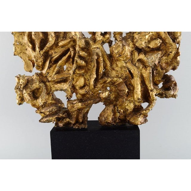 Large Gold Metal on Marble Plinth Sculpture For Sale - Image 4 of 9