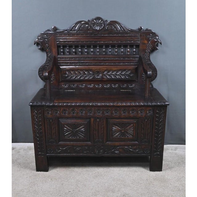 Neo-Gothic Style Storage Bench in Oak For Sale - Image 18 of 18