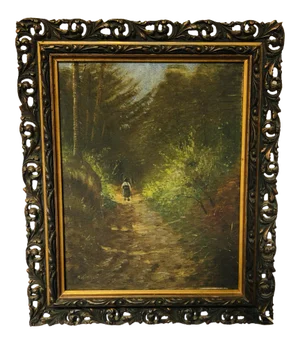 Antique Gilt Gesso Framed Oil on Canvas
