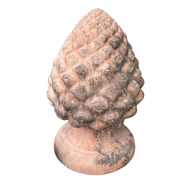 Ceramic Pair of Vintage Italian Terracotta Pinecone Finials For Sale - Image 7 of 12