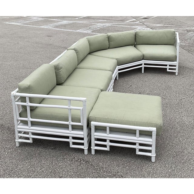 Vintage Rattan and Fabric Sectional Sofa After Ficks Reed For Sale - Image 16 of 18
