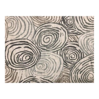 Kravet Spiro Mineral Jeffrey Alan Marks Waterside Linen Aqua Blue Gray Taupe Charcoal Abstract Swirl Pattern Fabric For Sale