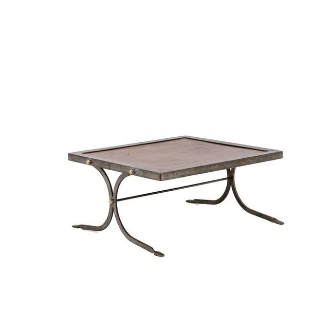 Industrial Style Coffee Table in Silver & Leather, 1970s For Sale - Image 18 of 18
