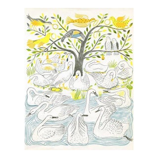 Vintage Print, “On the Seventh Day of Christmas”, Original Mid-Century Color Lithograph For Sale