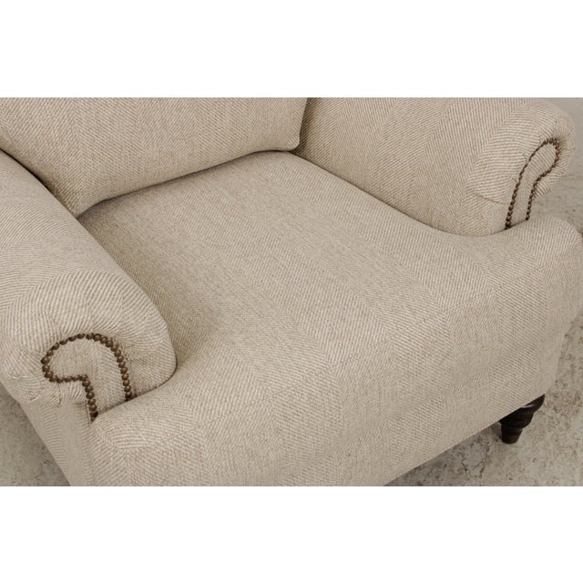 Ethan Allen Upholstered Club Chair & Ottoman For Sale - Image 12 of 18