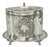 Antique Victorian Silver Plated Etched Footed Hinged Biscuit Barrel Jar on Stand For Sale