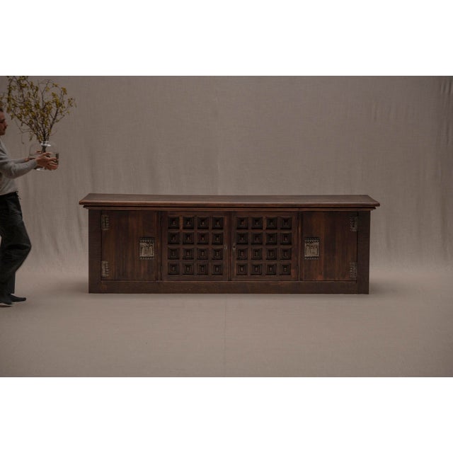 Wood French Brutalist Sideboard in Oak, 1970s For Sale - Image 7 of 18