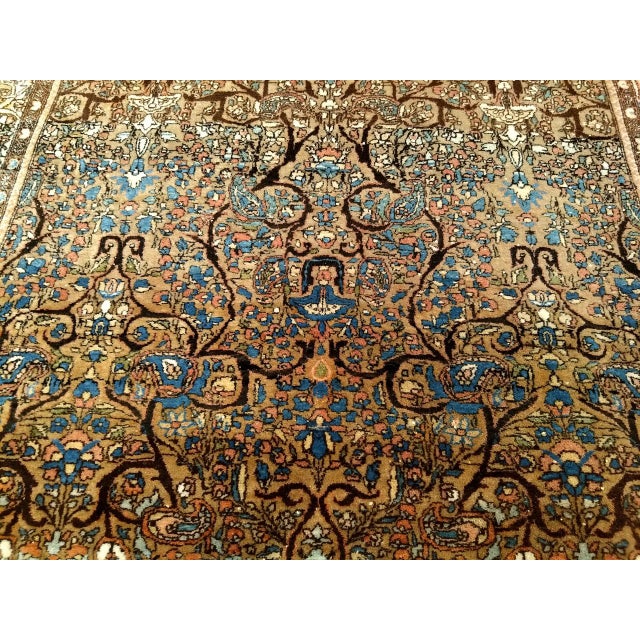 19th Century Persian Farahan Rug, Hand-Knotted Wool, Allover Floral Pattern, Camelhair & Blue, 5x7 For Sale - Image 4 of 18
