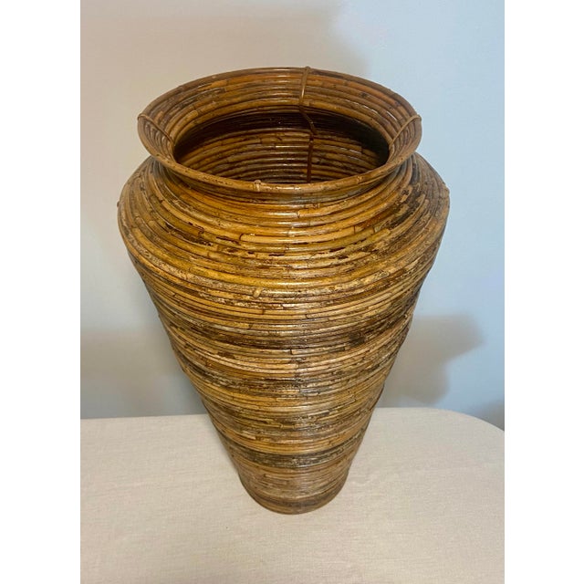 Vintage Italian Pencil Reed Floor Vase For Sale - Image 10 of 11